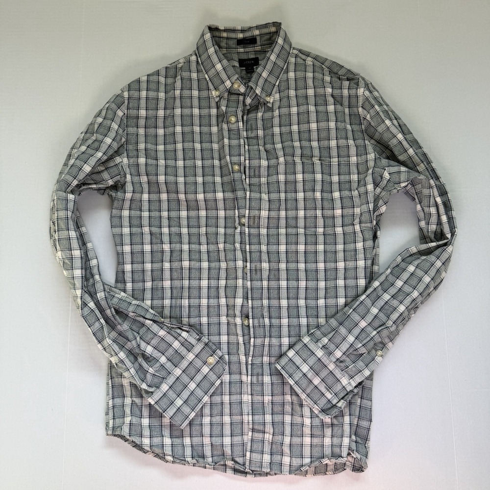 J.Crew Shirt Men Medium  Plaid Oxford Slim Fit Button Up Long Sleeve Gingham